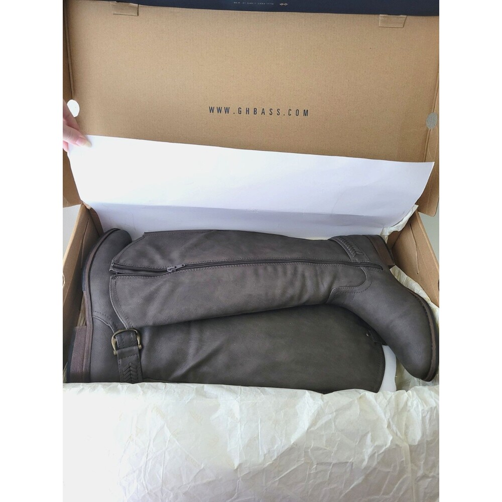 G.H. Bass & Co. Adrina Knee High Leather Riding Boots Gray Brown Wide Calf W 9M - Picture 5 of 16